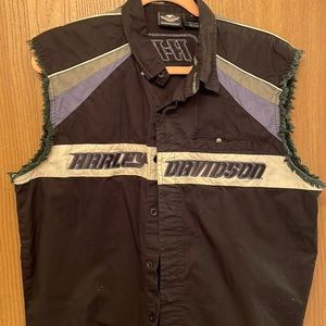 Harley Davidson sleeveless black, blue grey size large